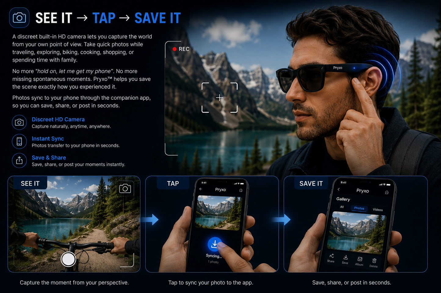 Pryxo™- Smart Glasses-Speak naturally in 100+ languages without taking out your phone.