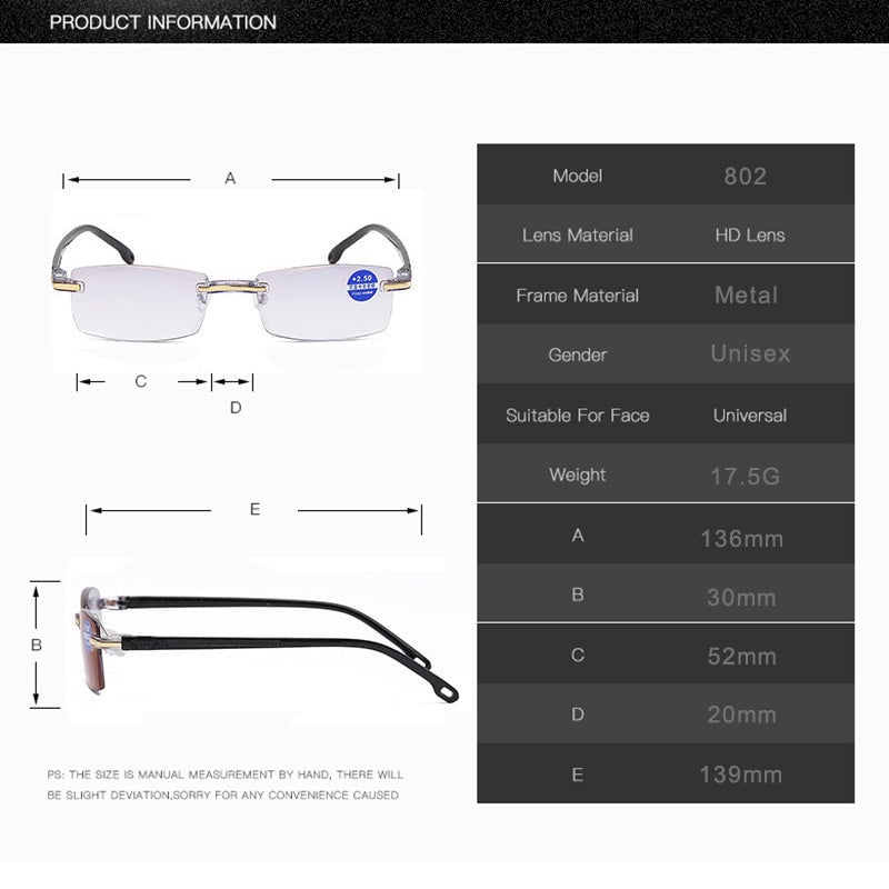 ✨Sapphire high hardness✨Anti blue progressive Far And Near Dual-Use  Presbyopic Glasses